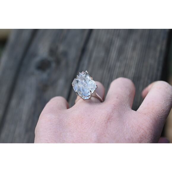 alternative raw diamond engagement rings, raw crystal size 4 5 6 7 8 8 9 10 11 - Picture 3 of 7